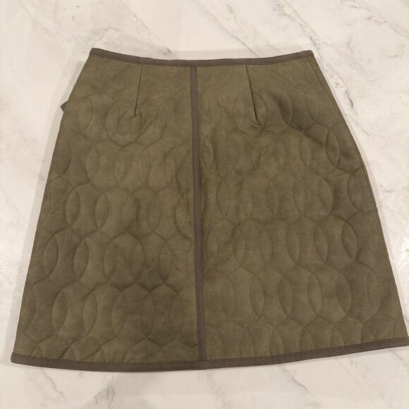 Jonathan Simkhai Melissa Quilted Vegan Leather Mini Skirt Army Green Sz 0 - Picture 4 of 6